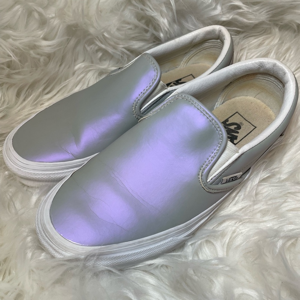 VANS Muted Metallic Iridescent Gray Violet Slip On Sneaker men 4.5/ 6 women